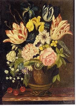 unknow artist Floral, beautiful classical still life of flowers.030